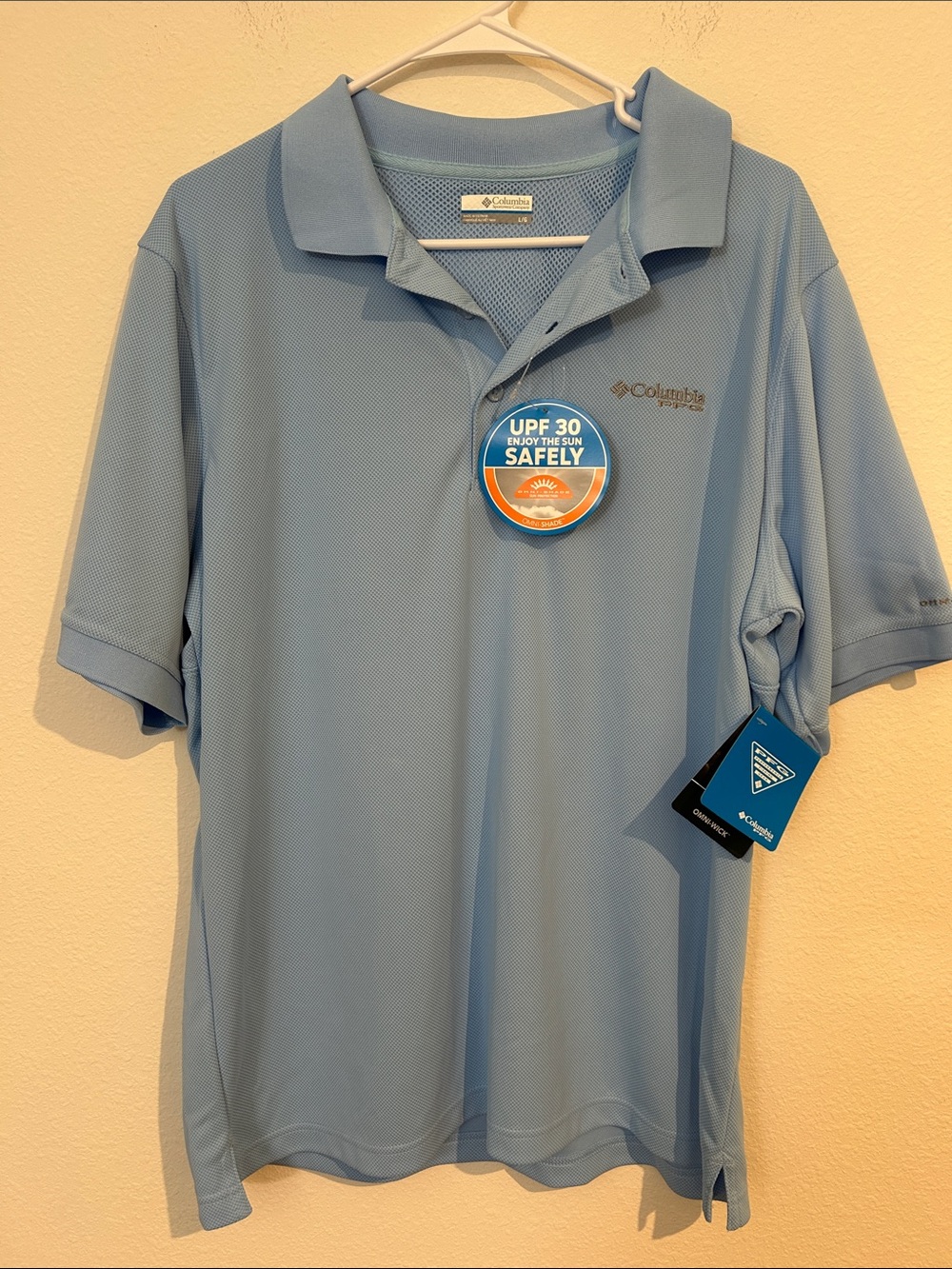 Columbia Light Blue Men’s Short Sleeve Polo